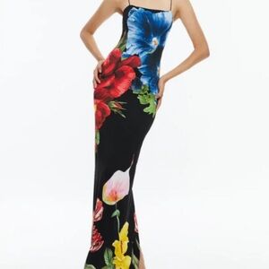 Fabulous Floral Maxi Dress - Black with Multicolor Floral Print